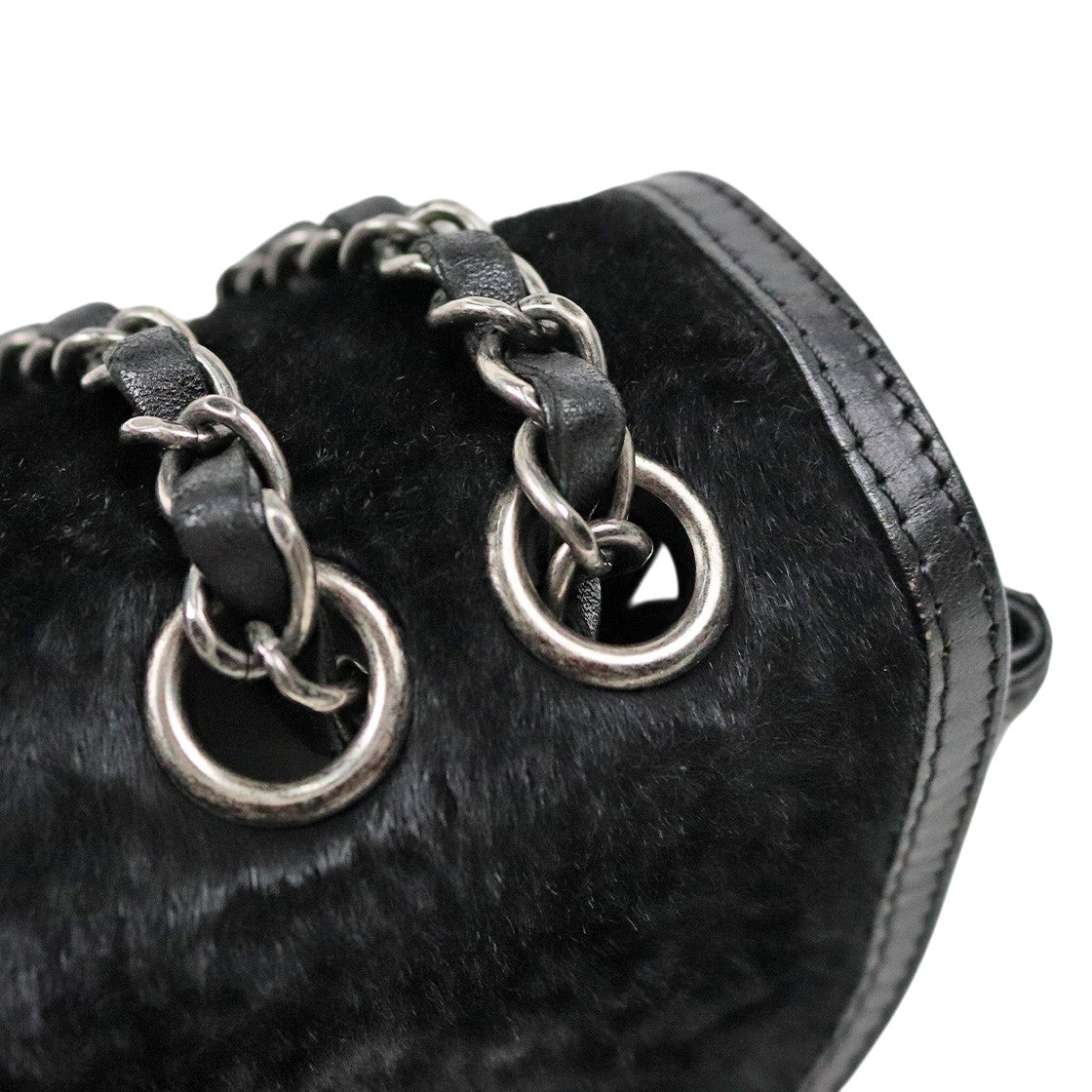 Chanel Black Quilted CC Shearling Flap Chain Shoulder Bag