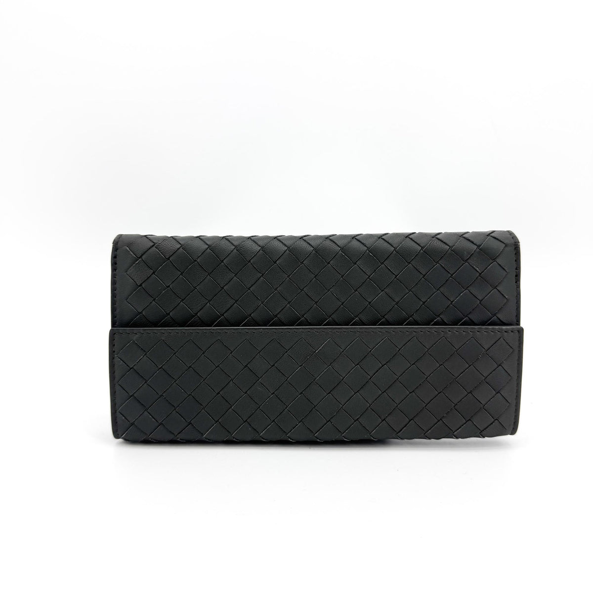 Bottega Veneta Intrecciato Flap Long Wallet Black