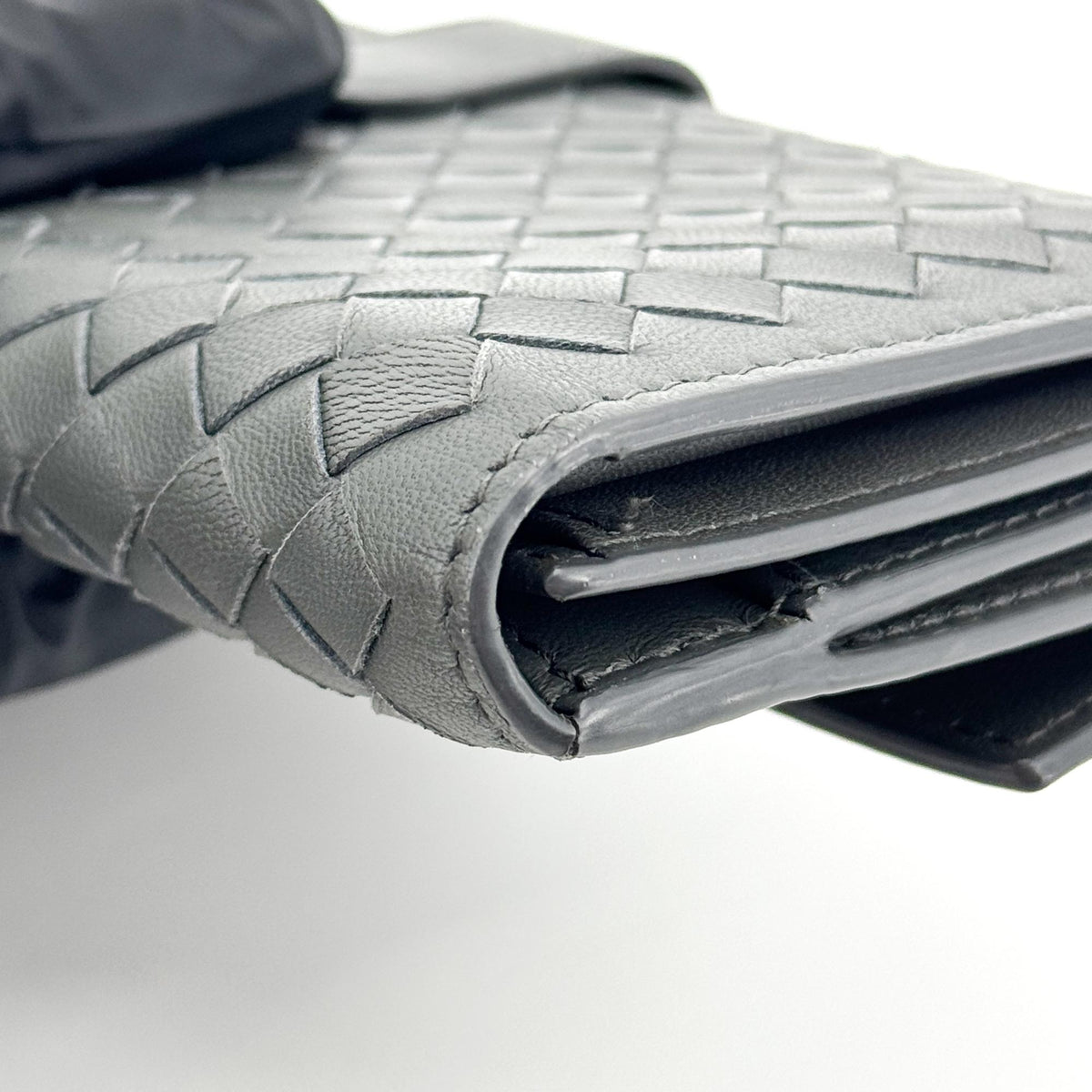 Bottega Veneta Intrecciato Flap Long Wallet Black