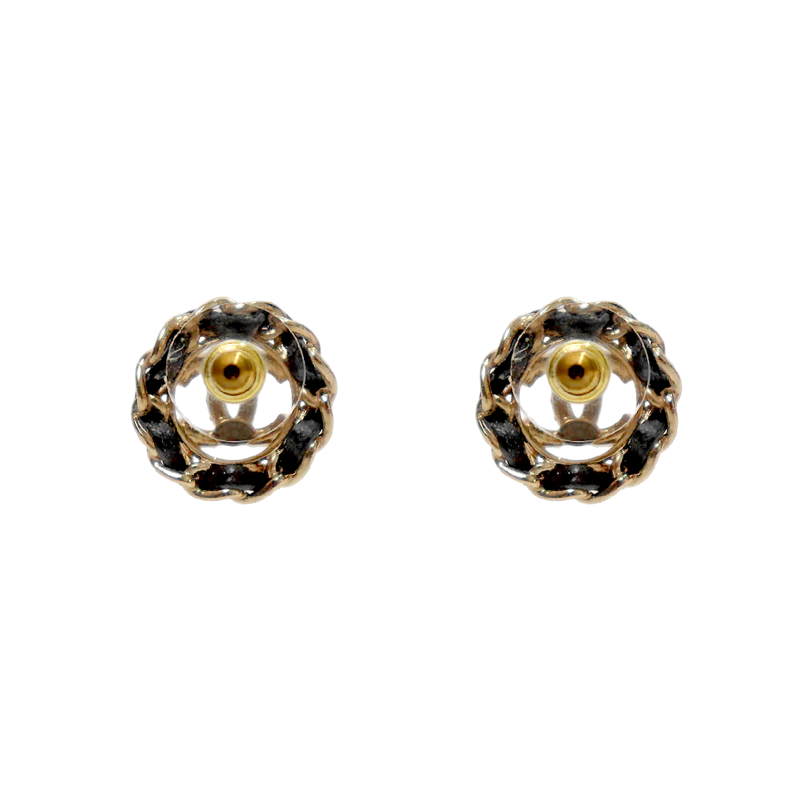 Chanel Black CC Cubic Earrings