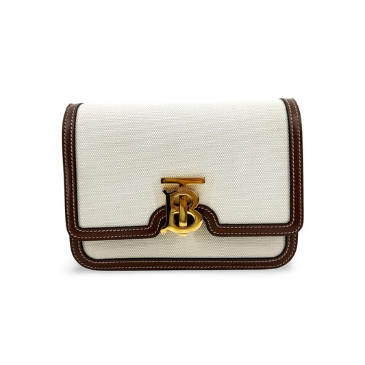 Burberry TB Mini Two-Tone Canvas Shoulder Bag