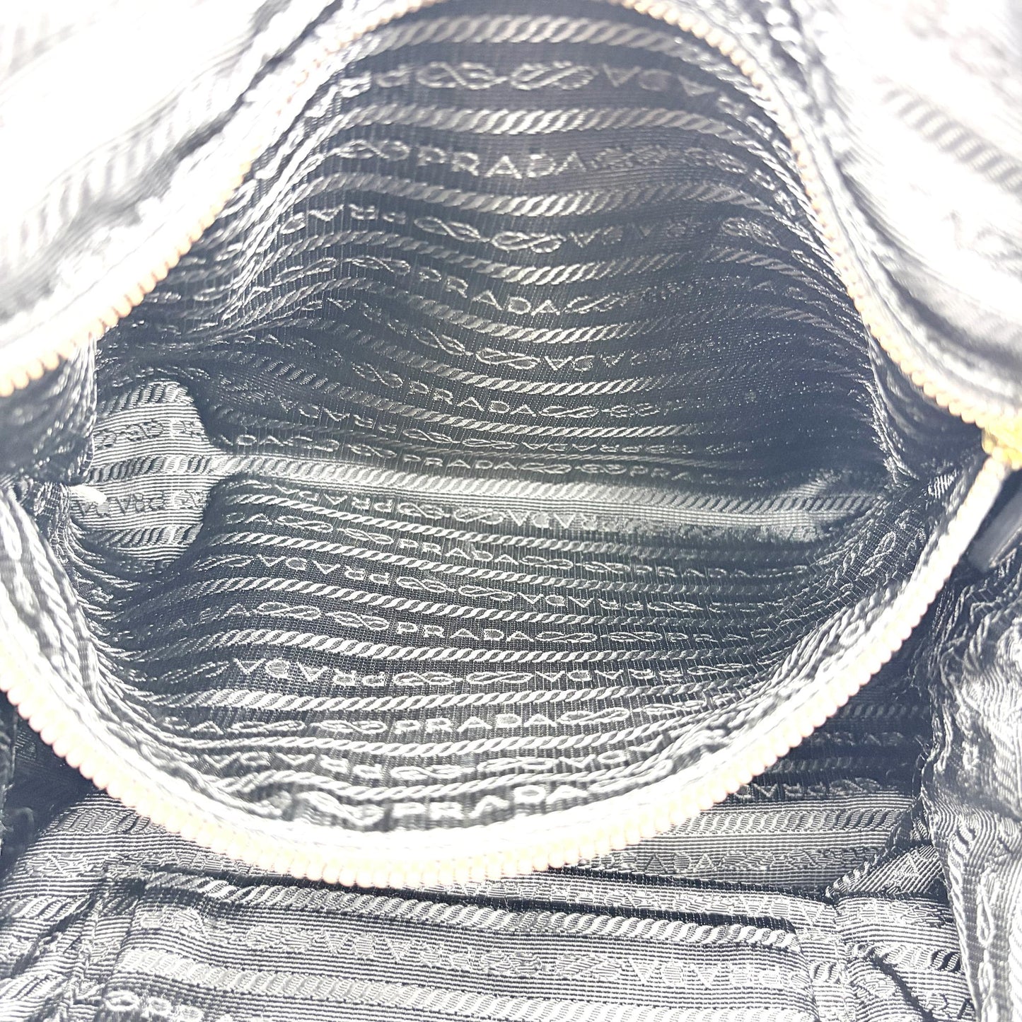 Prada Tessuto Nylon Saffiano Trimmed Shopper Bag Black Gold Hardware