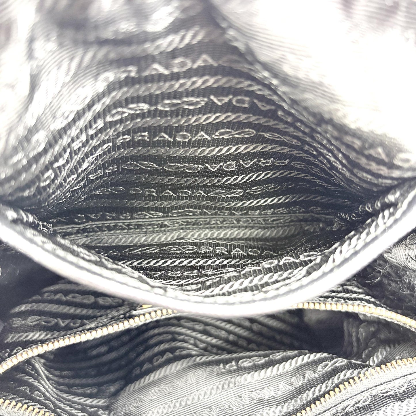 Prada Tessuto Nylon Saffiano Trimmed Shopper Bag Black Gold Hardware