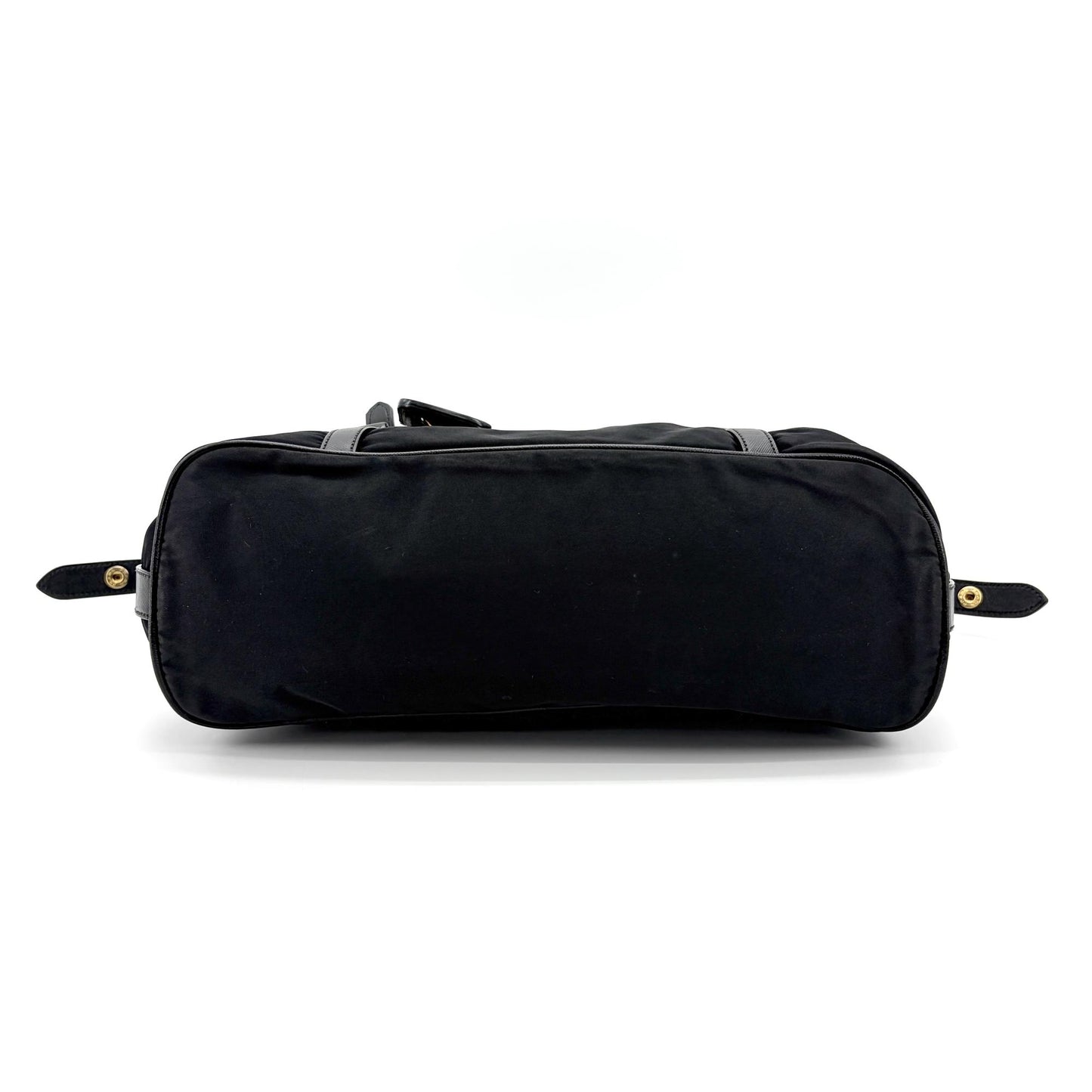 Prada Tessuto Nylon Saffiano Trimmed Shopper Bag Black Gold Hardware