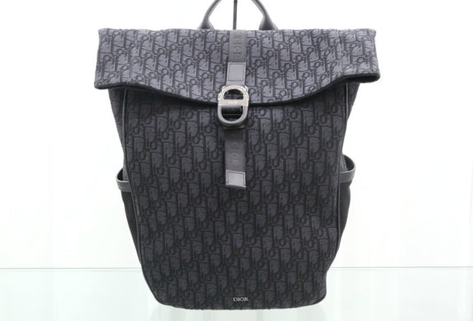 8 Oblique Jacquard Roll-Top Backpack Black 1ESBA216YKY H03E
