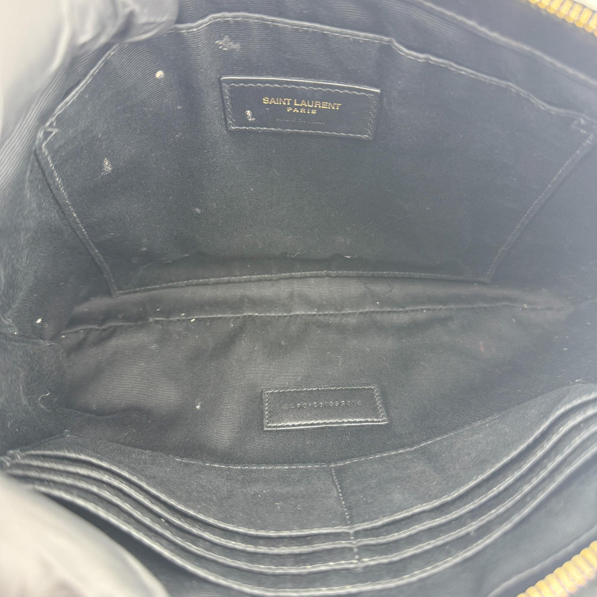 Saint Laurent Monogram Matelassé Tablet Clutch Black Gold Hardware
