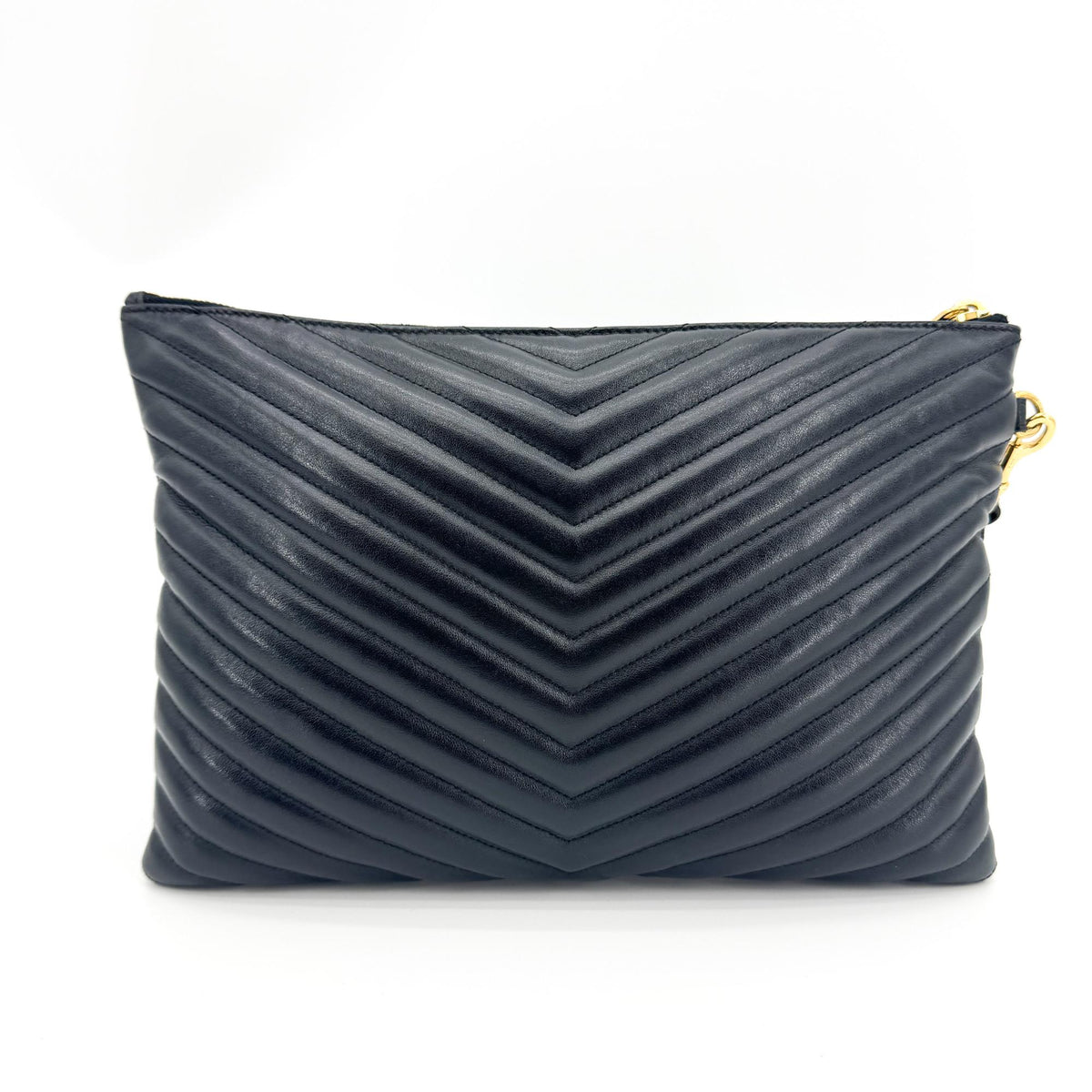 Saint Laurent Monogram Matelassé Tablet Clutch Black Gold Hardware