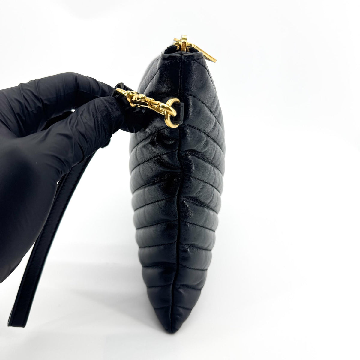 Saint Laurent Monogram Matelassé Tablet Clutch Black Gold Hardware