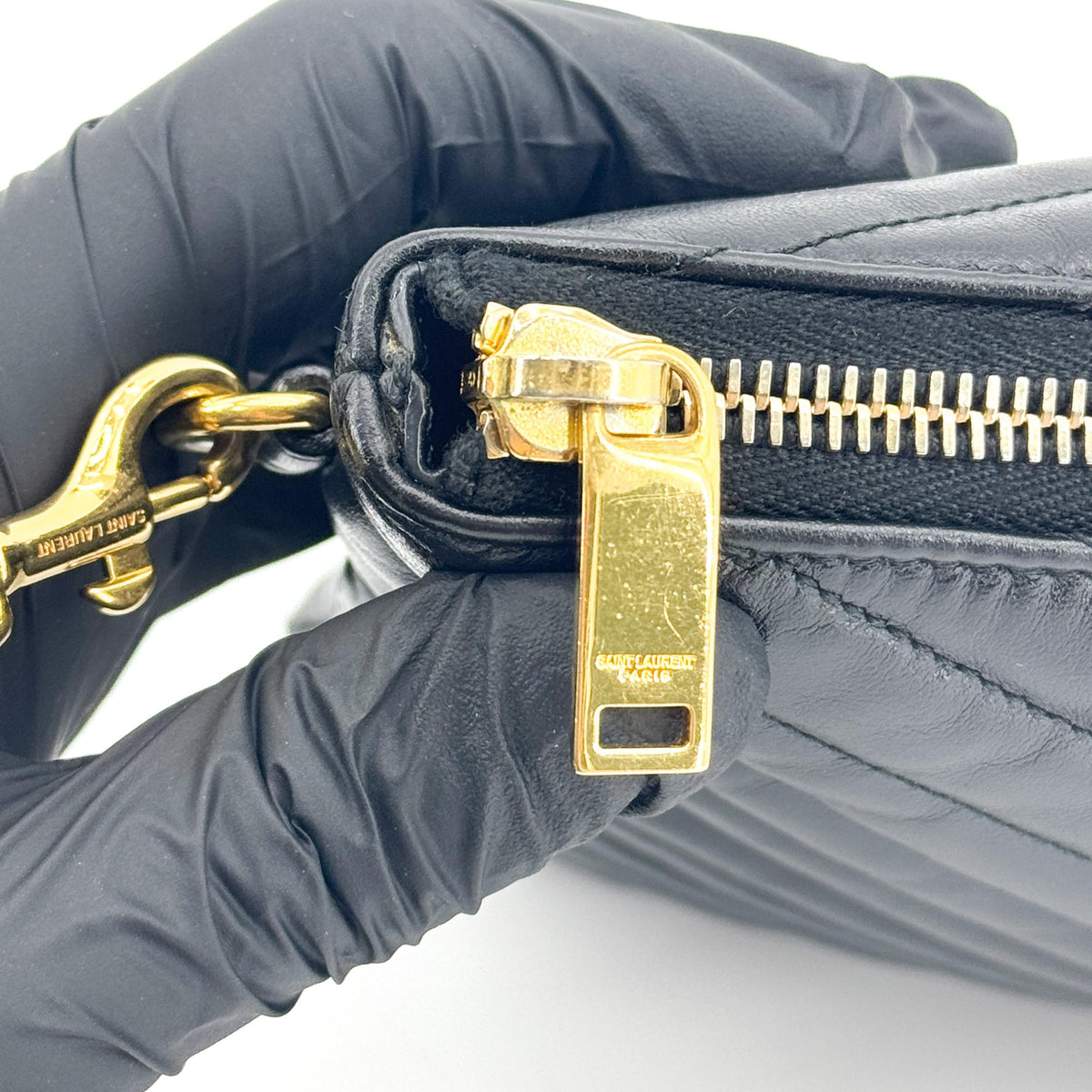 Saint Laurent Monogram Matelassé Tablet Clutch Black Gold Hardware