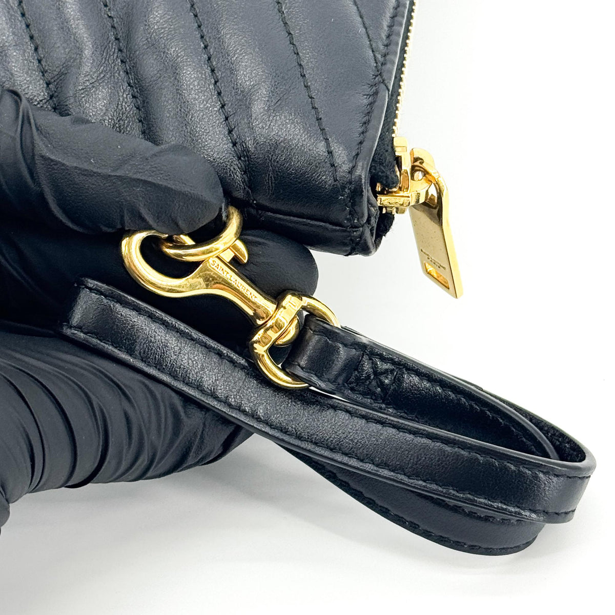 Saint Laurent Monogram Matelassé Tablet Clutch Black Gold Hardware