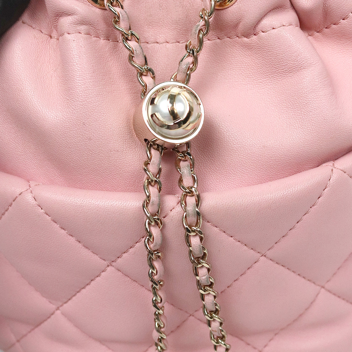 Chanel Pink Lambskin Drawstring Bucket Bag