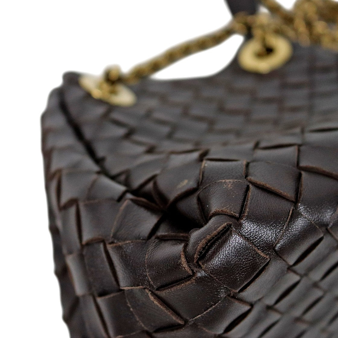 Bottega Veneta Small Brown Leather Parachute Shoulder Bag