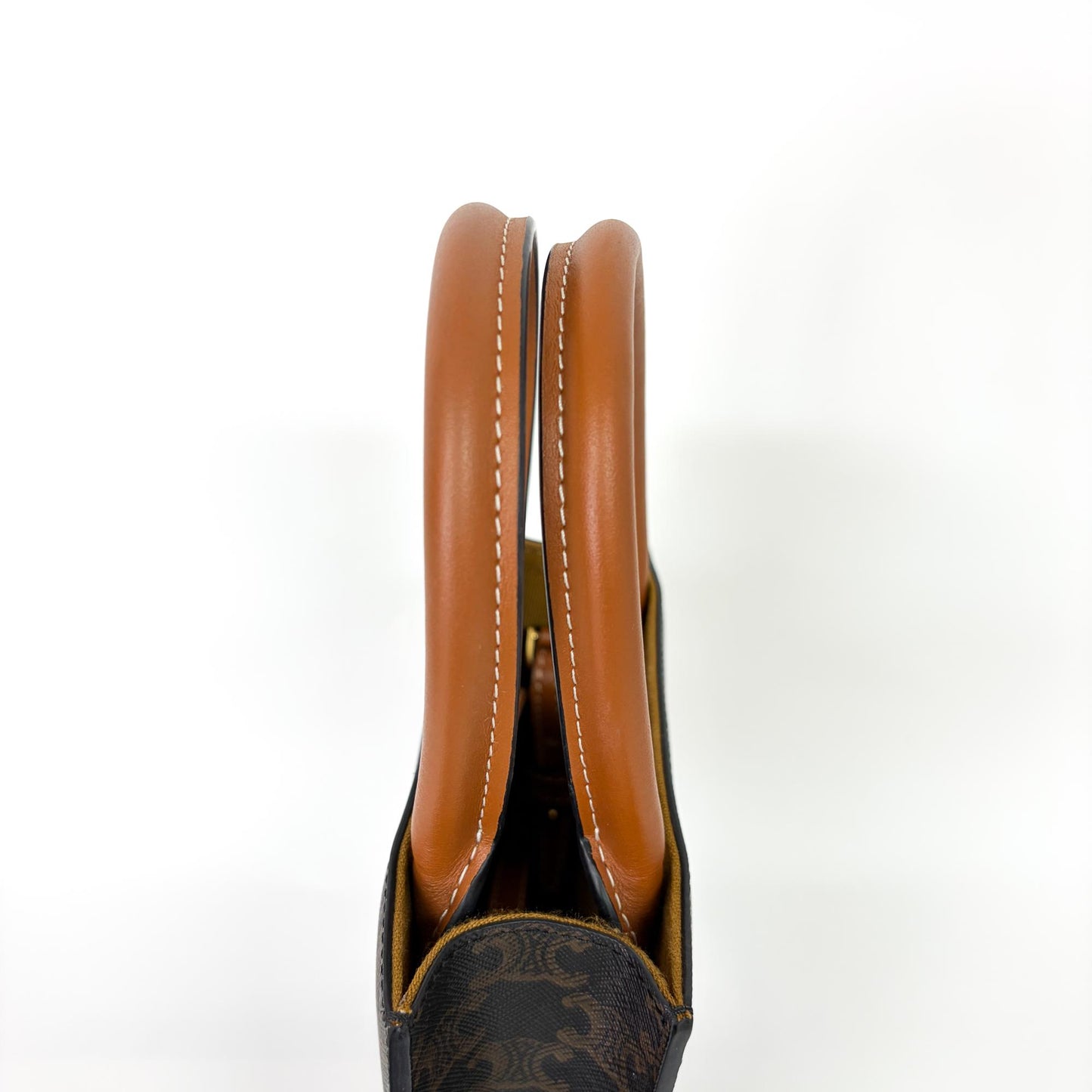 Celine Cabas Vertical Mini Triomphe Canvas & Calfskin Tan