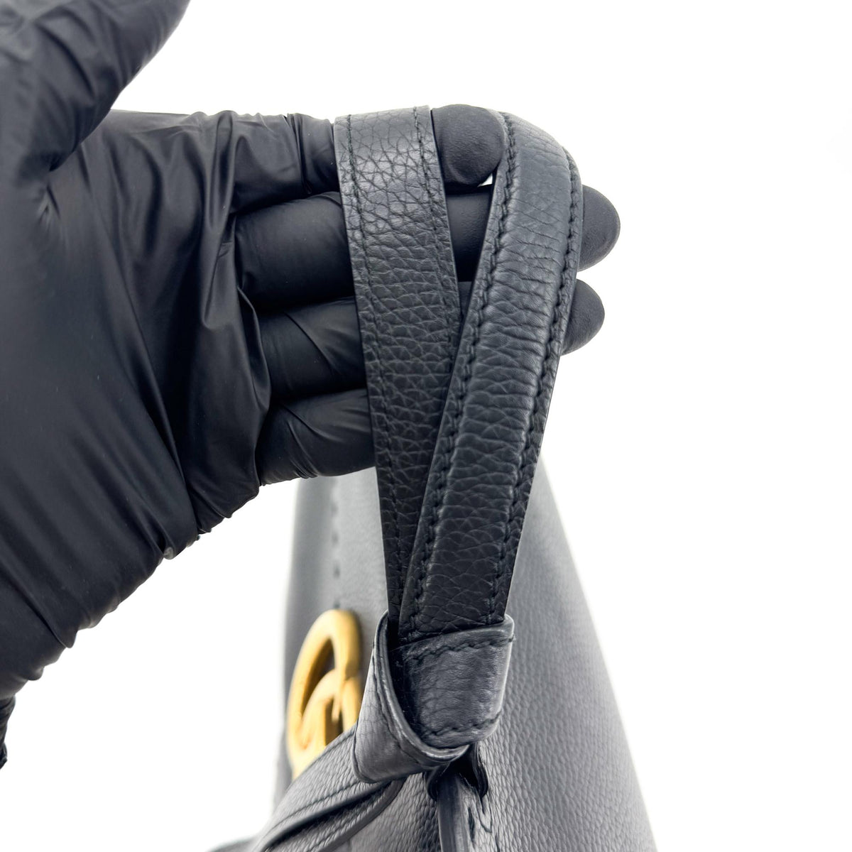 Gucci Small Double G Leather Top Handle Bag Black