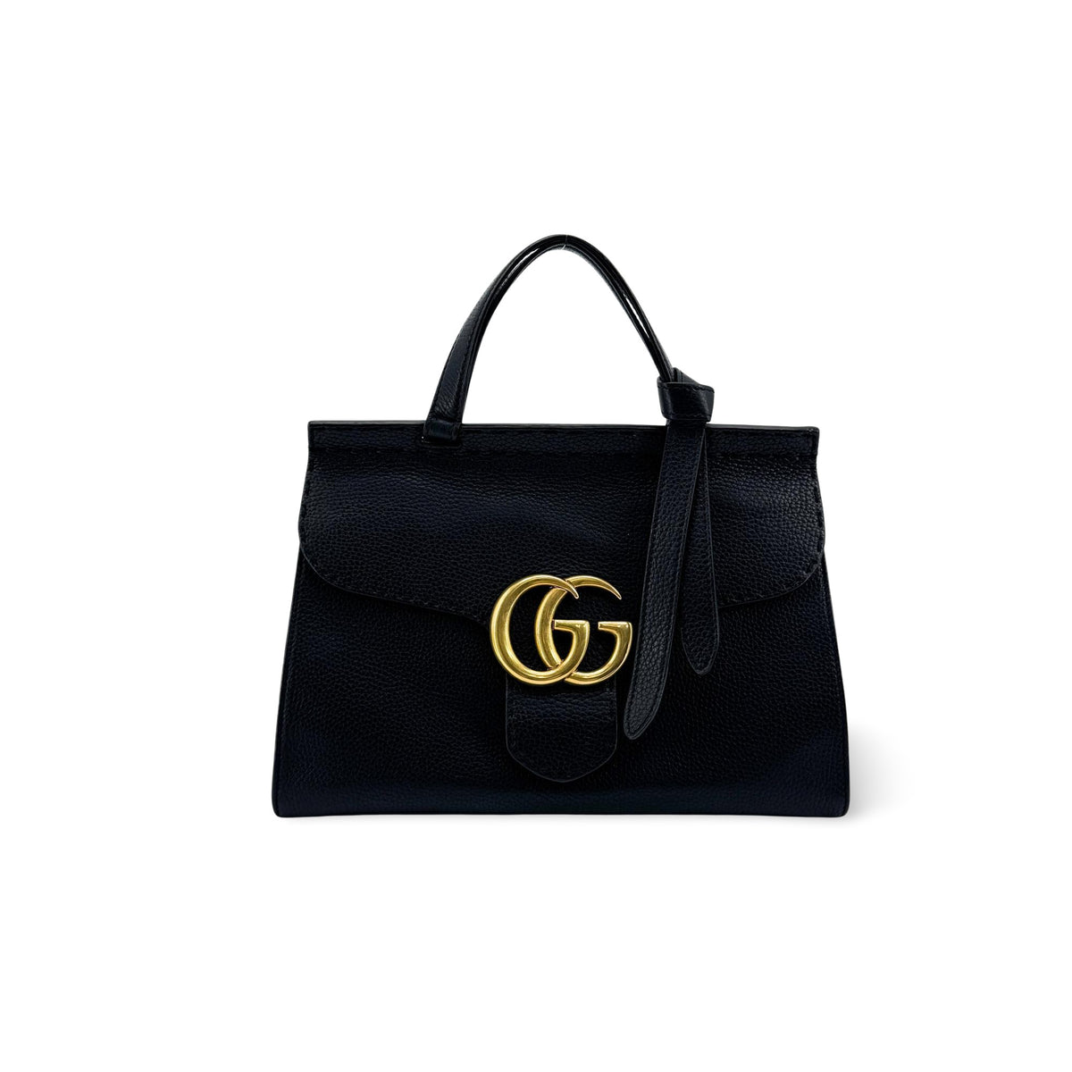 Gucci Small Double G Leather Top Handle Bag Black