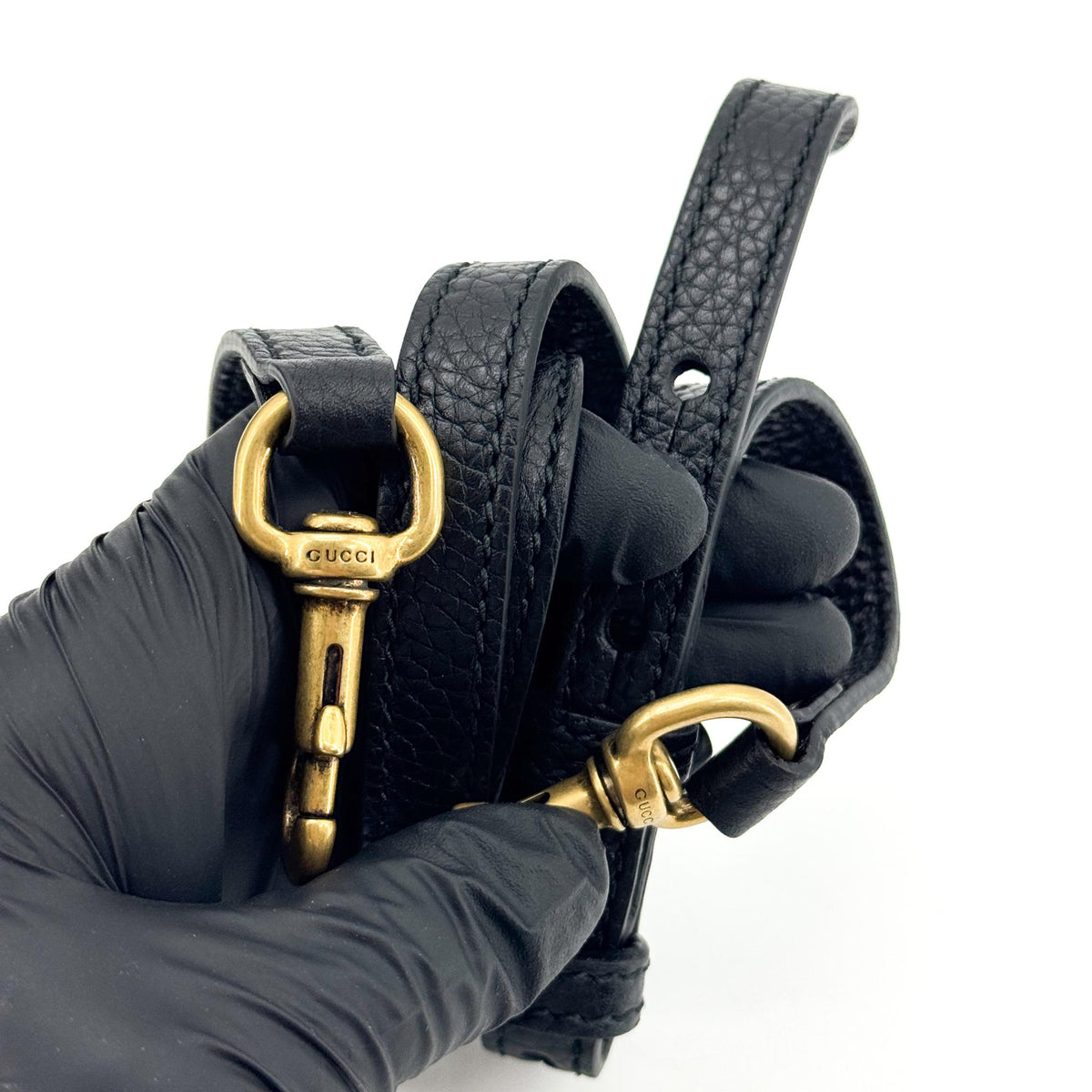 Gucci Small Double G Leather Top Handle Bag Black