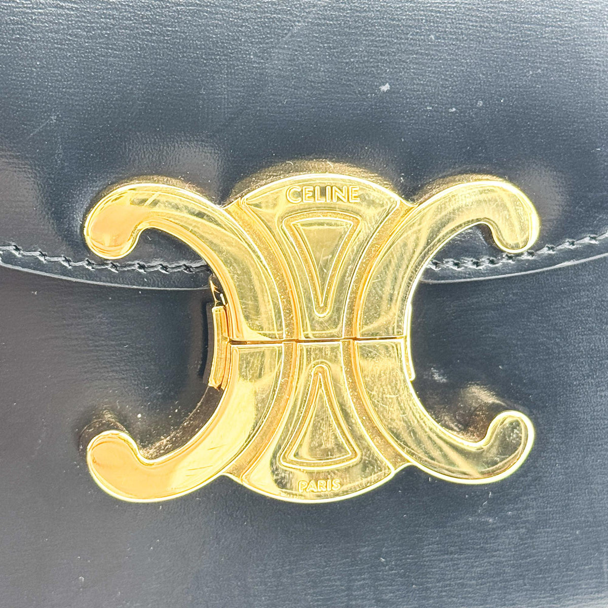 Celine Tin Triomphe Bag Shiny Calfskin Black