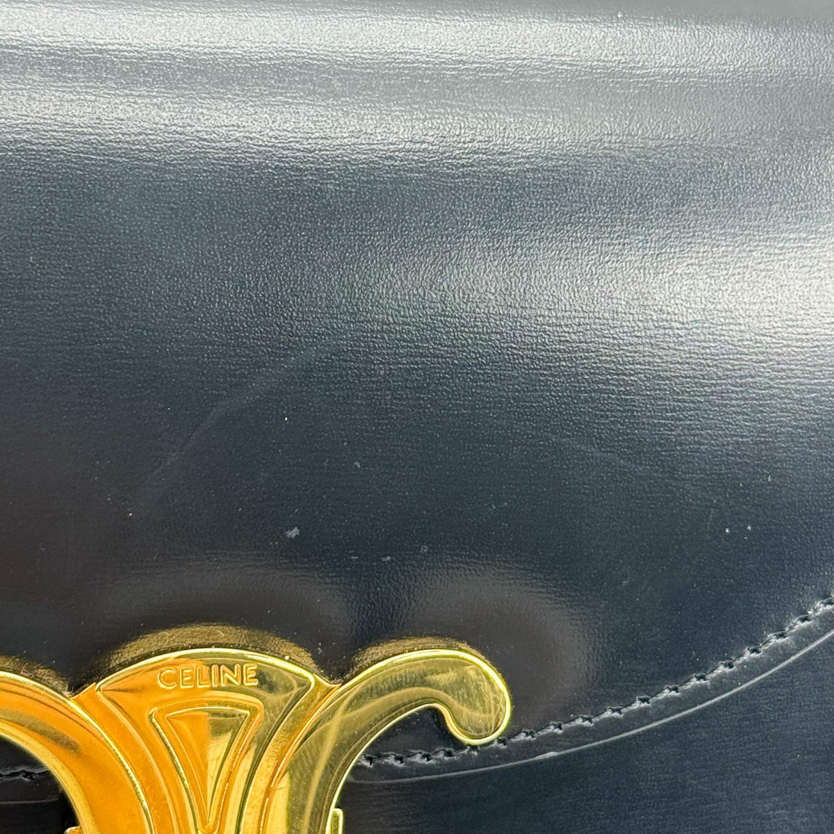 Celine Tin Triomphe Bag Shiny Calfskin Black