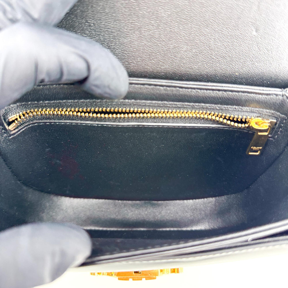 Celine Tin Triomphe Bag Shiny Calfskin Black