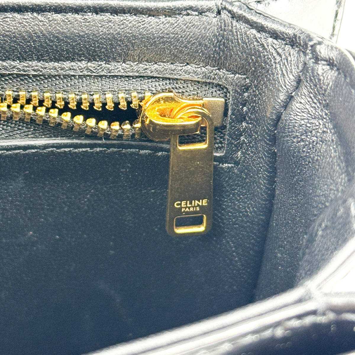Celine Tin Triomphe Bag Shiny Calfskin Black