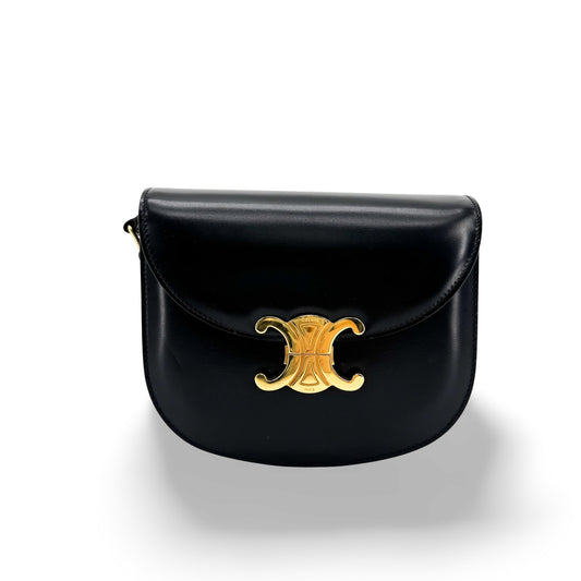 Celine Tin Triomphe Bag Shiny Calfskin Black