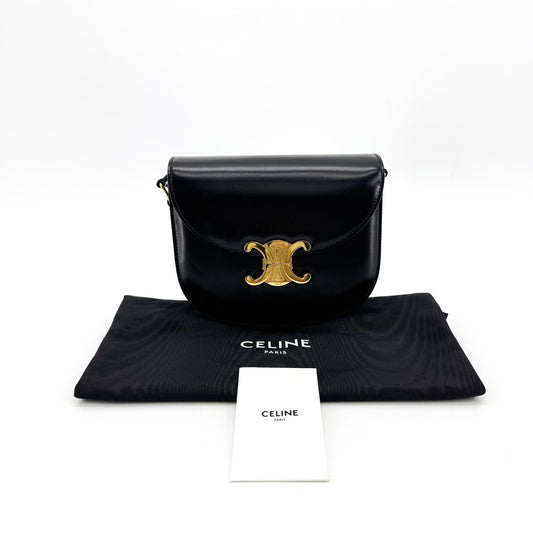 Celine Tin Triomphe Bag Shiny Calfskin Black