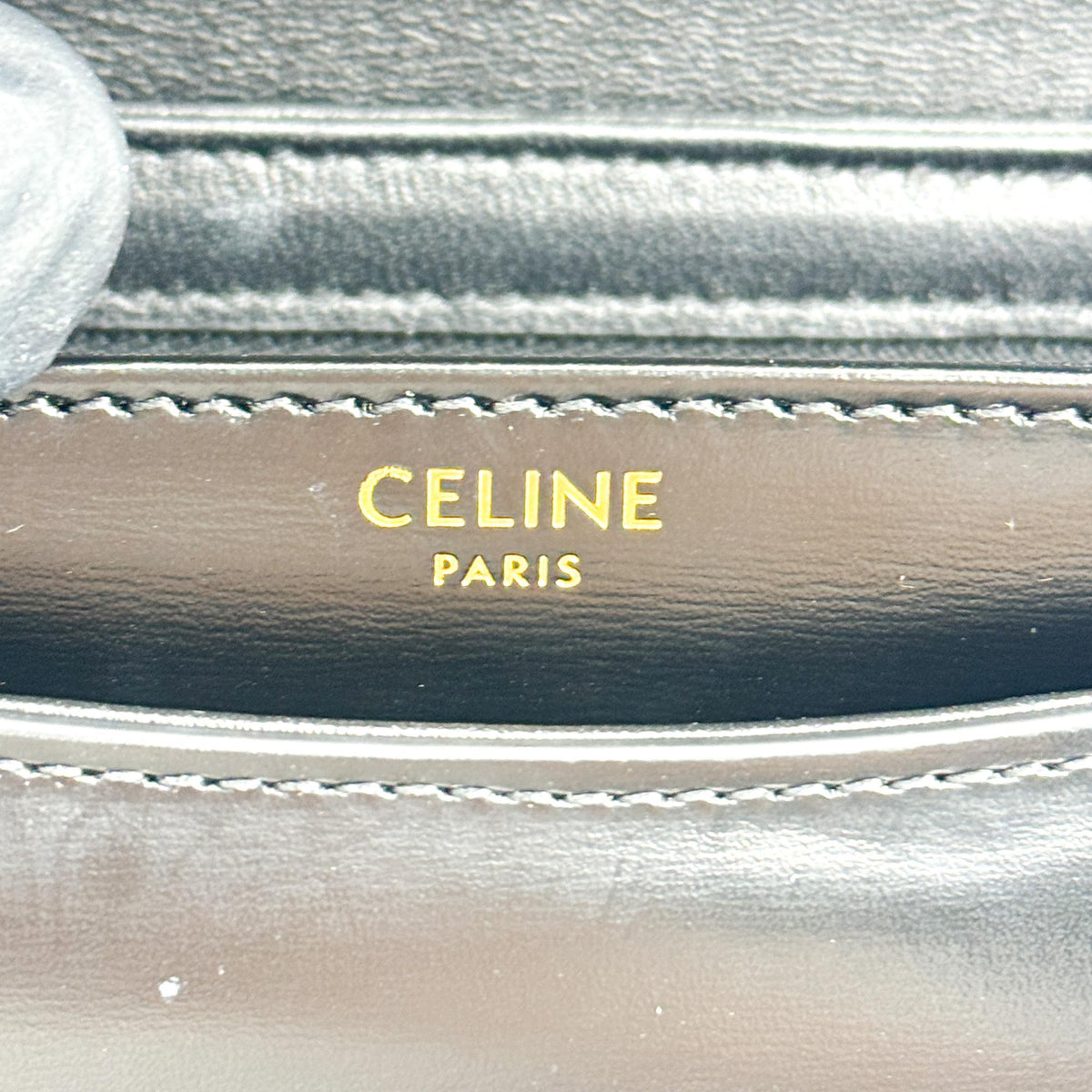 Celine Tin Triomphe Bag Shiny Calfskin Black