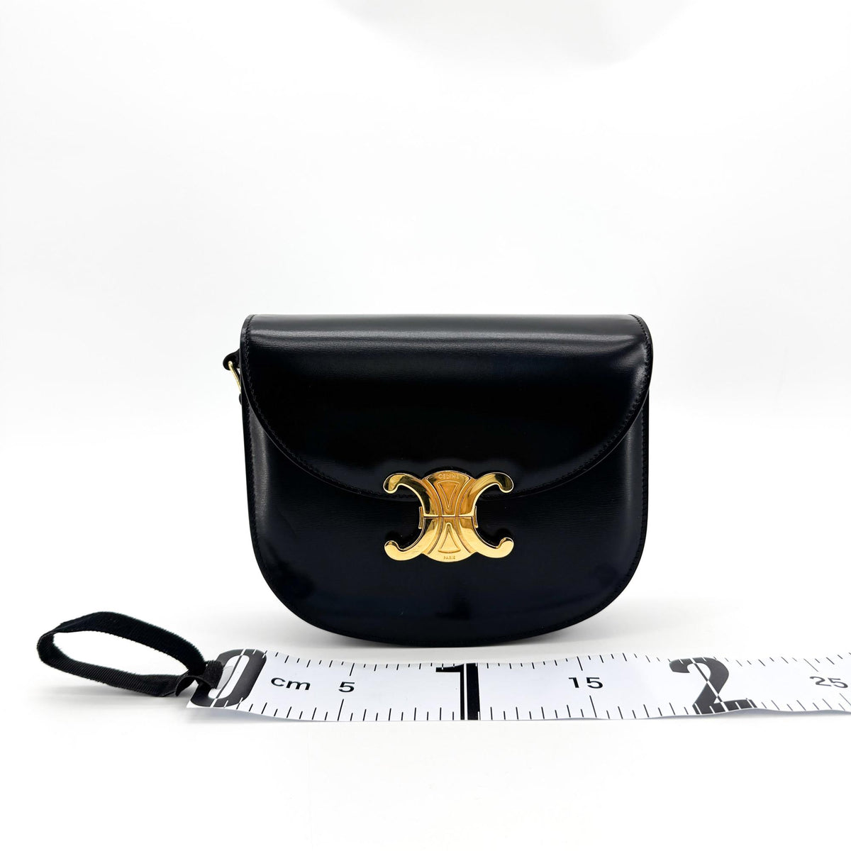 Celine Tin Triomphe Bag Shiny Calfskin Black