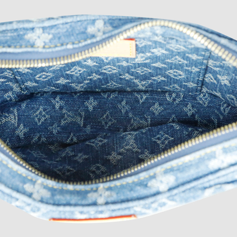 MM Denim Monogram Croissant Shoulder Bag M46856
