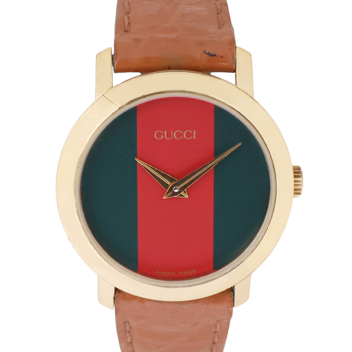 Gucci 2200L Gold Quartz Leather Band Watch