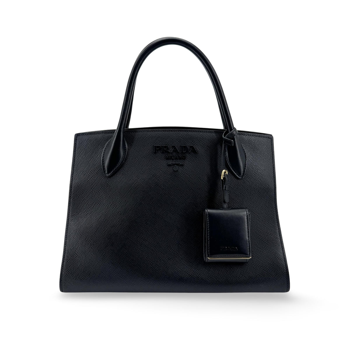 Prada Saffiano Monochrome Medium Tote Bag Black