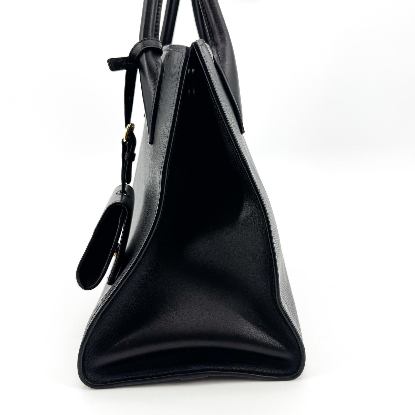 Prada Saffiano Monochrome Medium Tote Bag Black