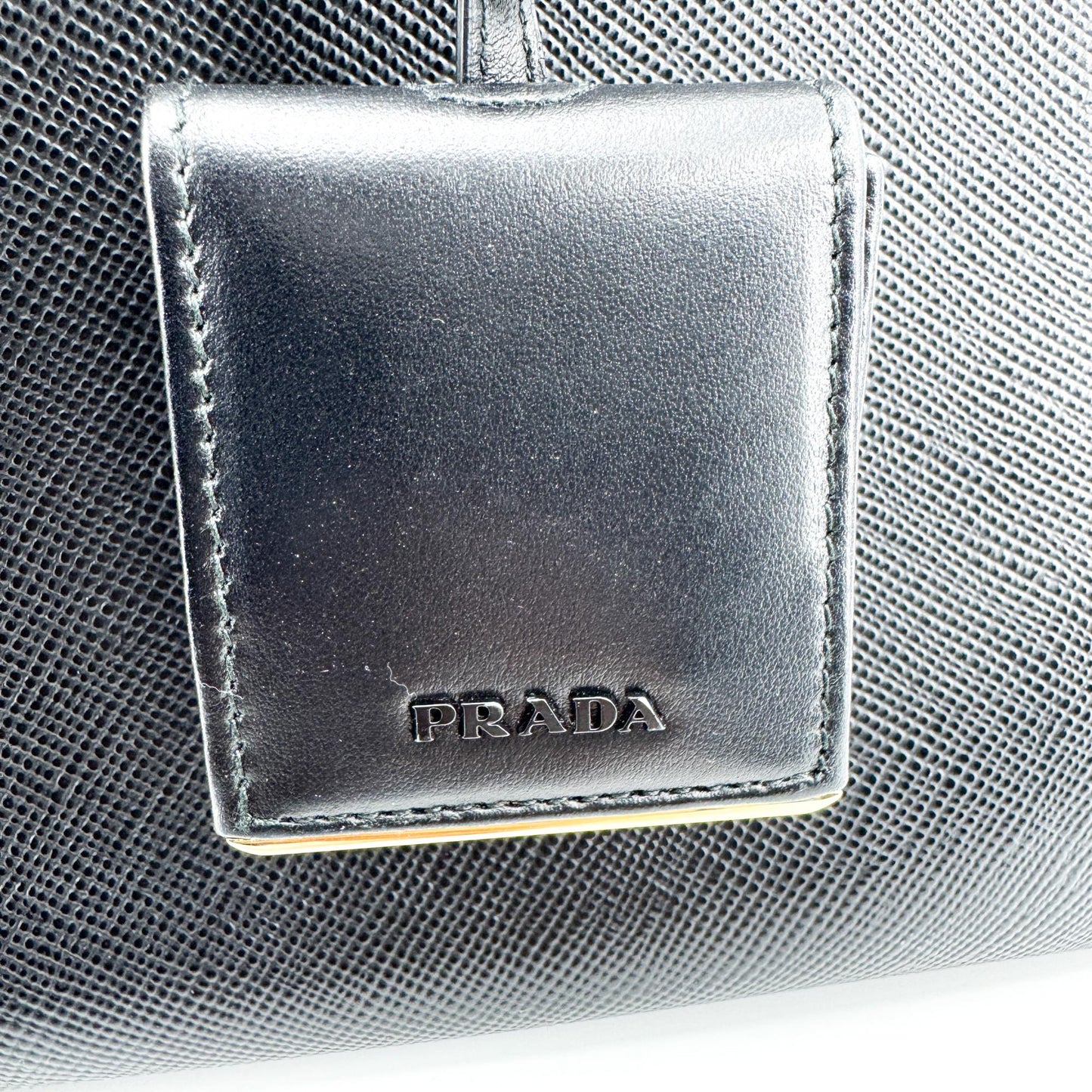 Prada Saffiano Monochrome Medium Tote Bag Black