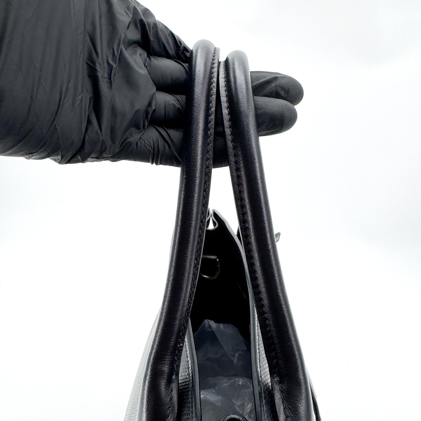 Prada Saffiano Monochrome Medium Tote Bag Black