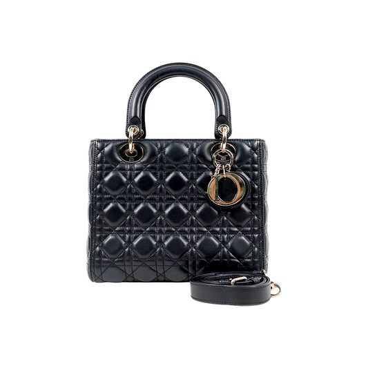 Dior Medium Black Lady Tote Bag