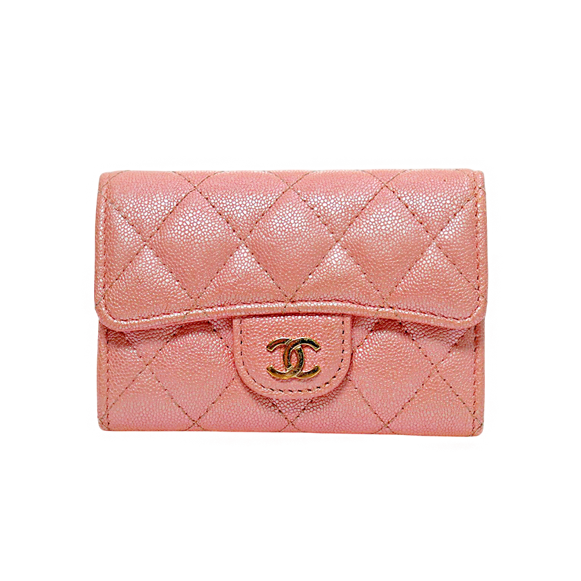 Chanel Pink Caviar Skin Card Wallet