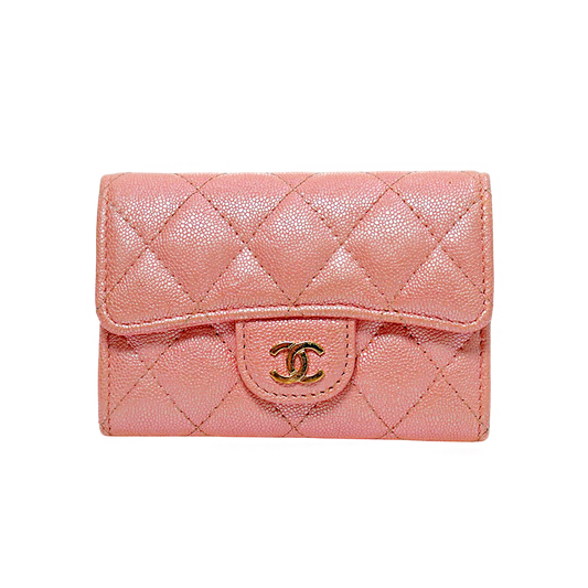 Chanel Pink Caviar Skin Card Wallet