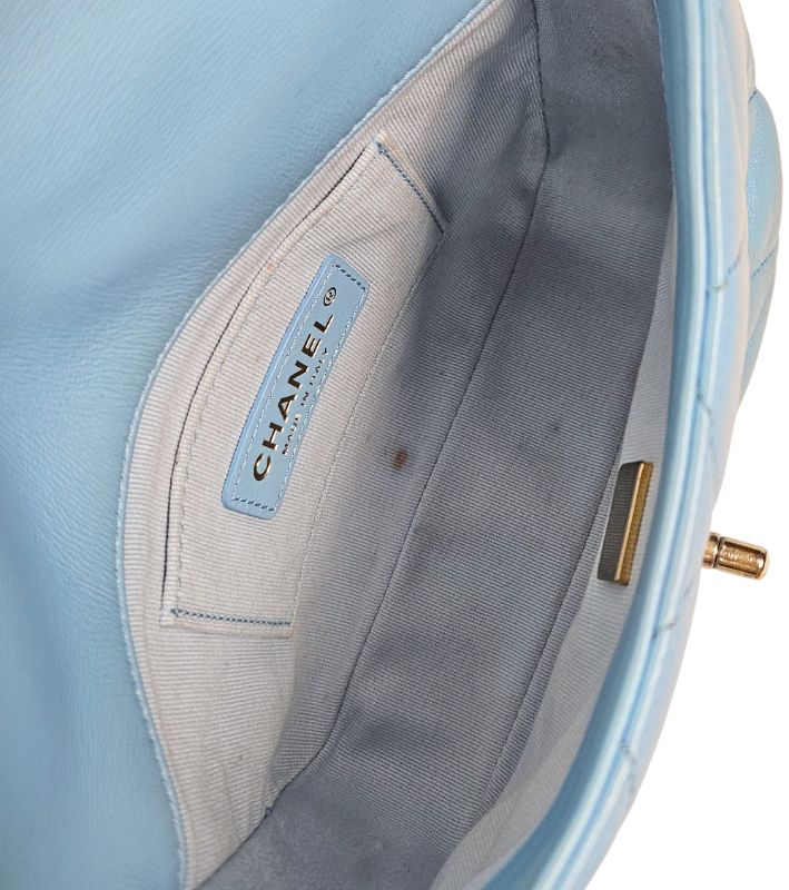 Chanel Sky Blue Lambskin Quilted Chain Shoulder Bag