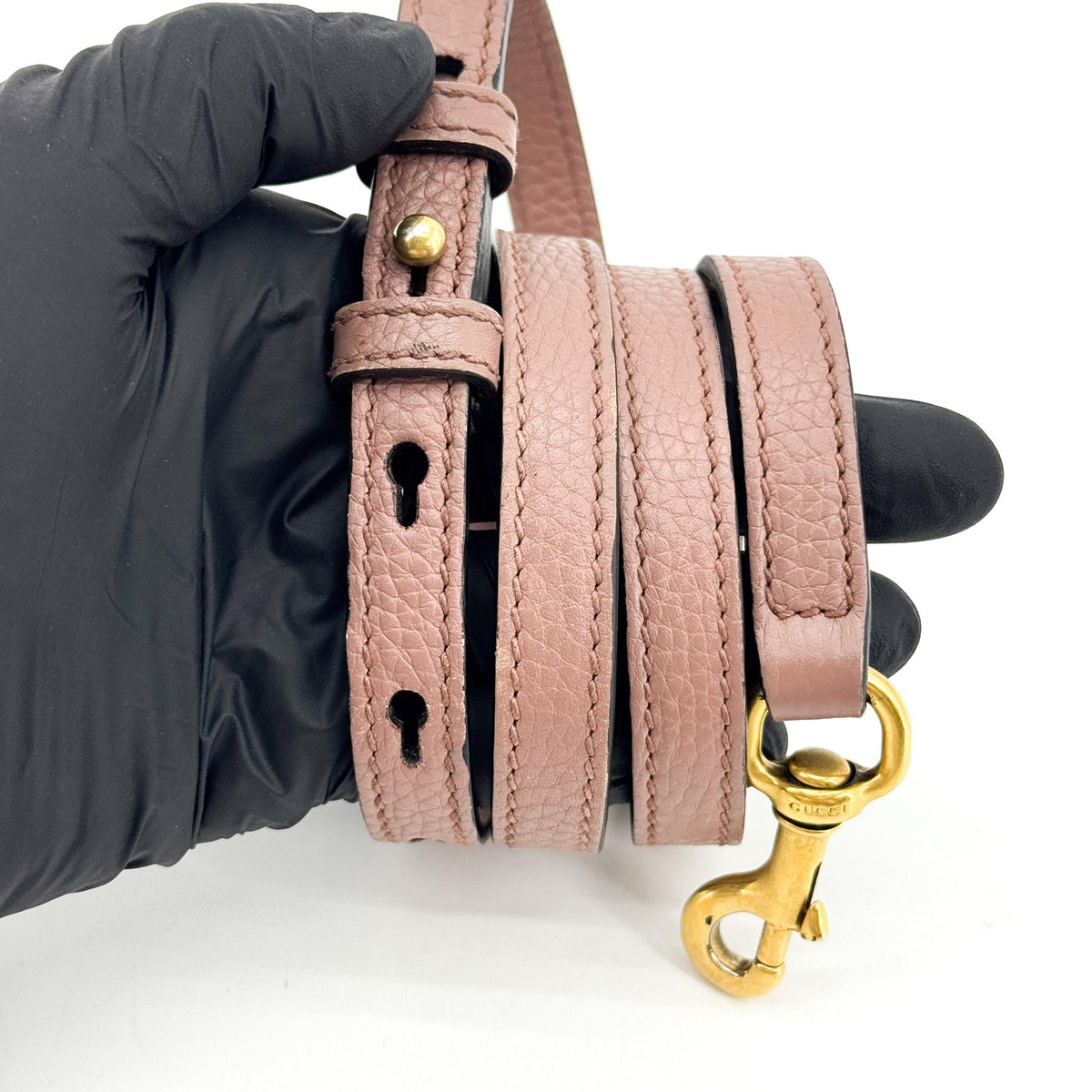 Gucci GG Marmont Mini Leather Top Handle Bag in Dash Pink