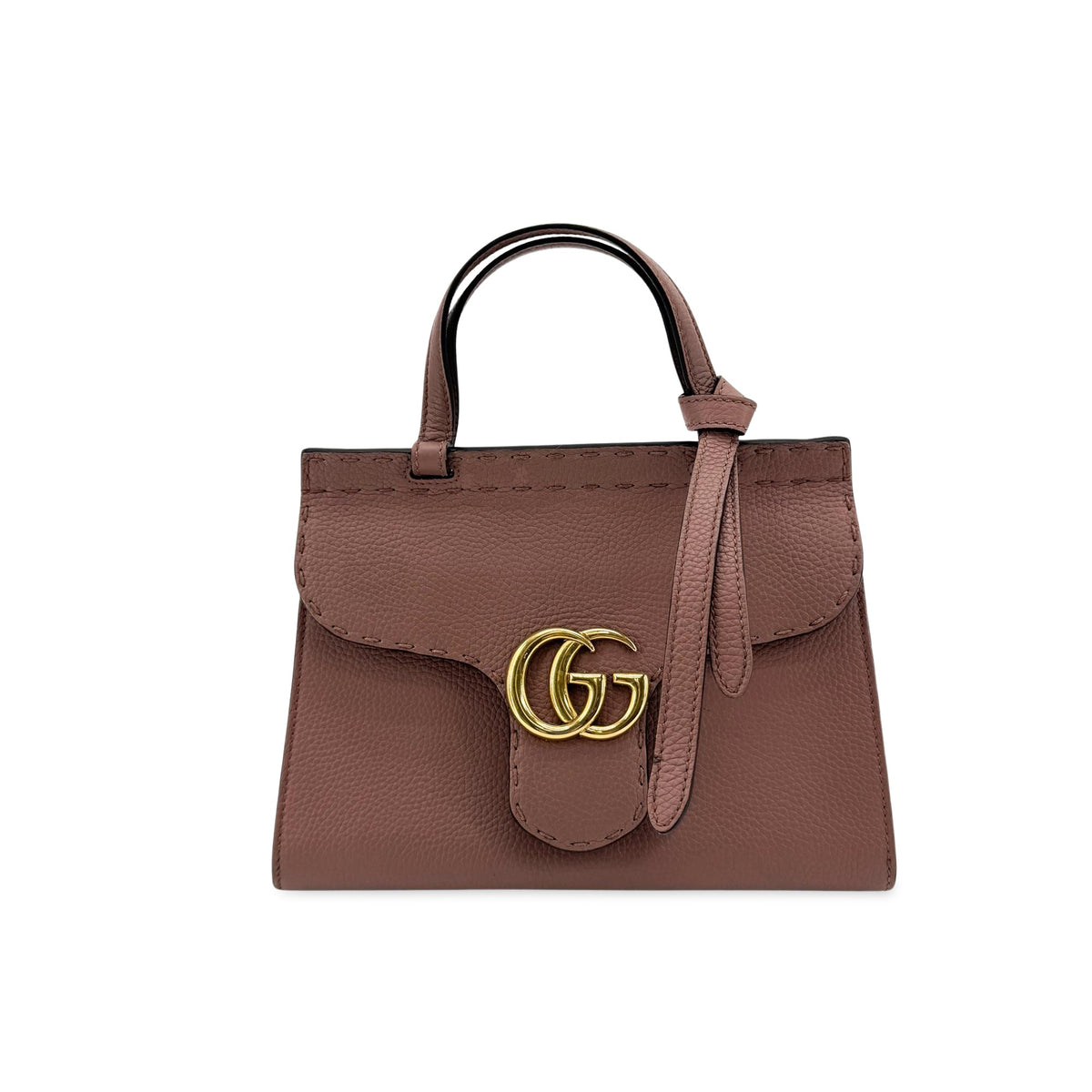 Gucci GG Marmont Mini Leather Top Handle Bag in Dash Pink