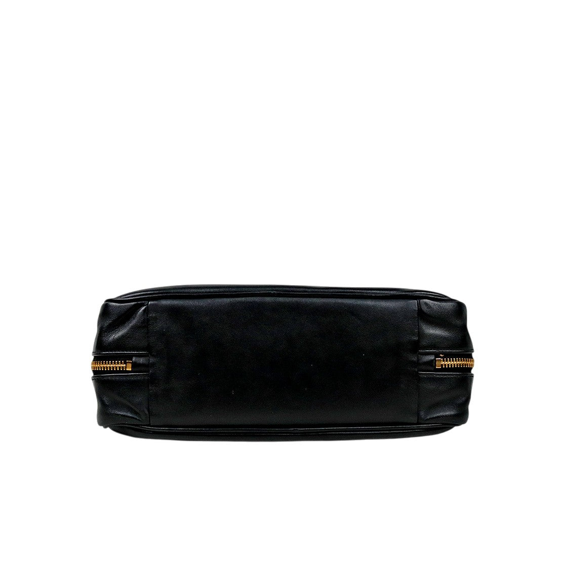 Miu Miu Black Lambskin Embossed Logo Bowling Bag