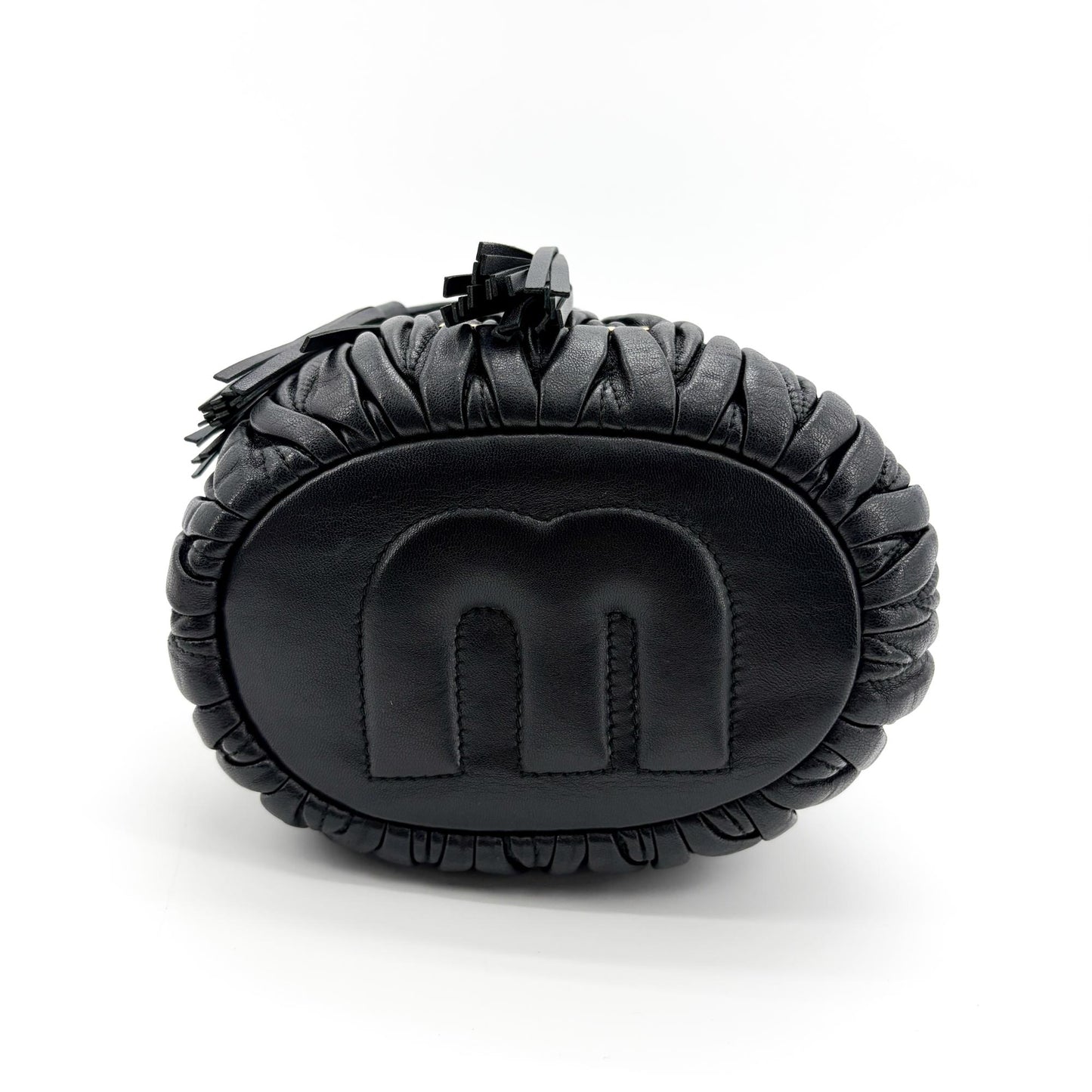 Miu Miu Matelassé Napa Leather Bucket Bag Black