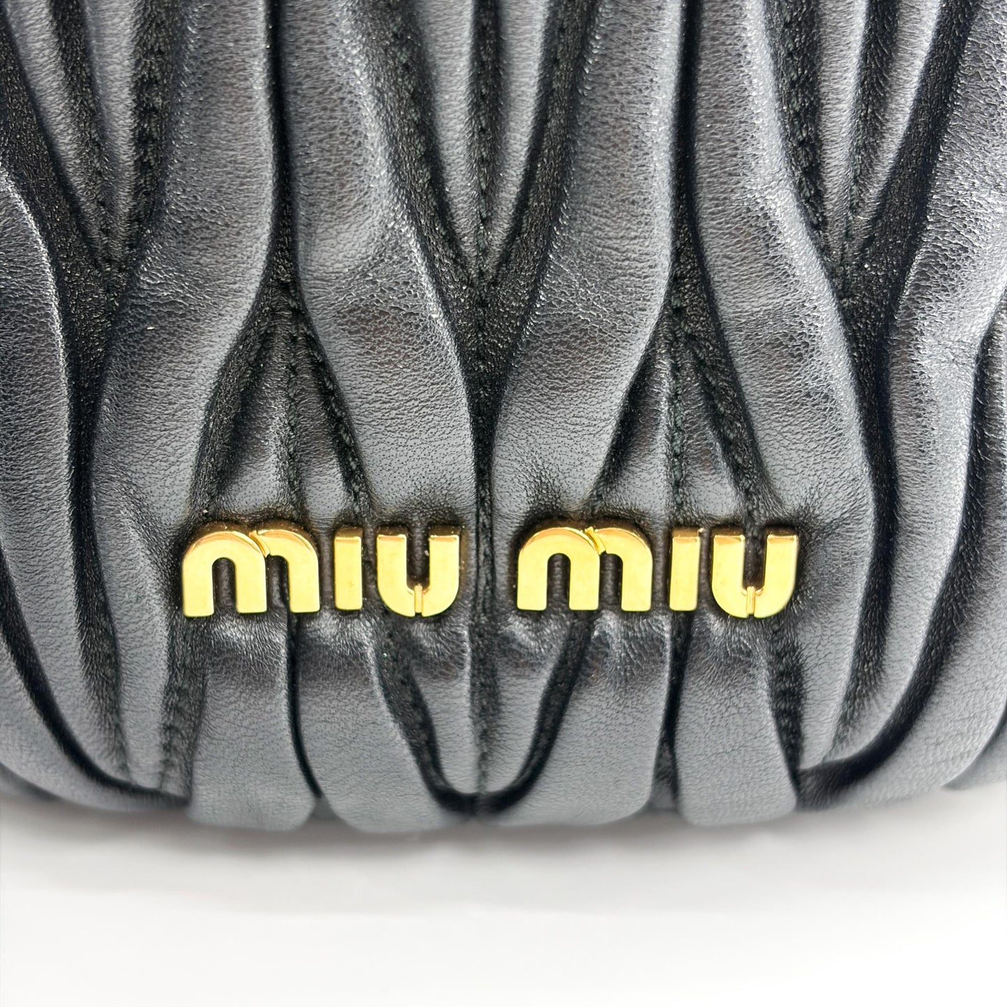 Miu Miu Matelassé Napa Leather Bucket Bag Black