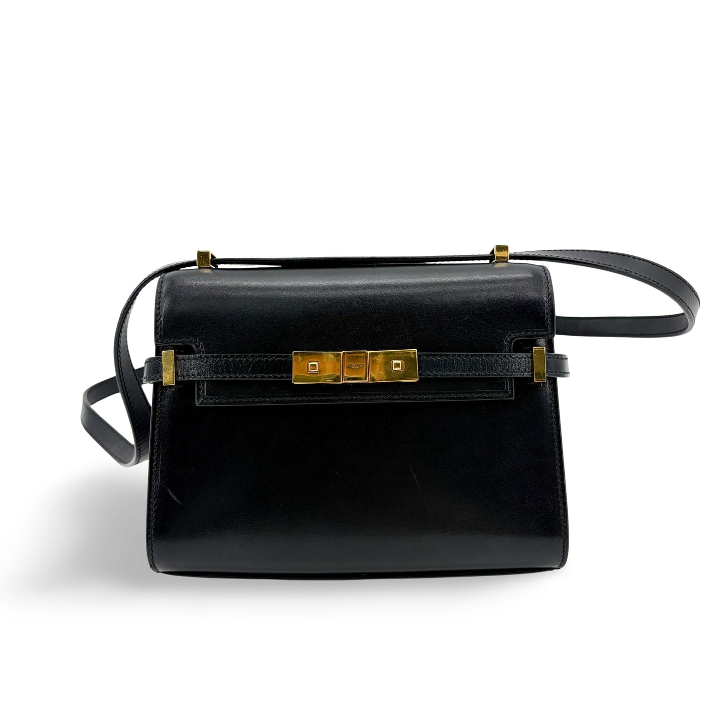 Saint Laurent Manhattan Shoulder Bag Black with Gold Hardware
