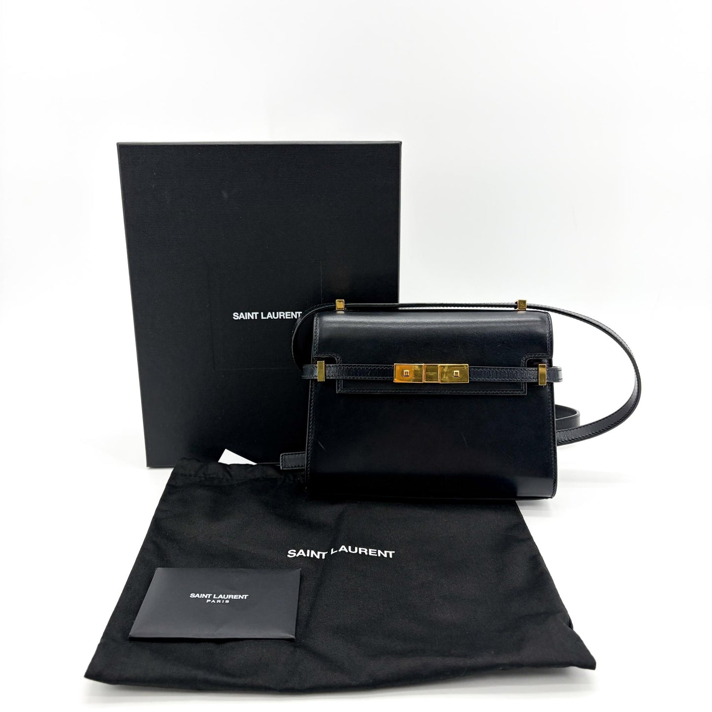 Saint Laurent Manhattan Shoulder Bag Black with Gold Hardware