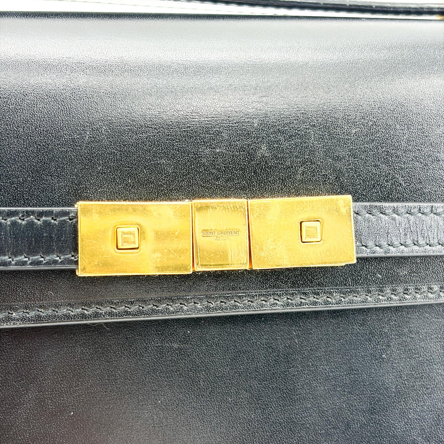 Saint Laurent Manhattan Shoulder Bag Black with Gold Hardware