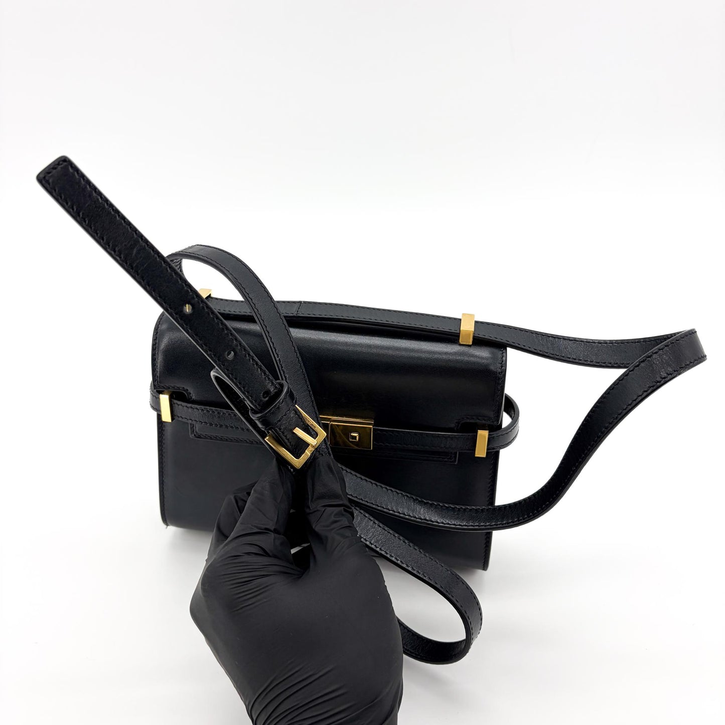 Saint Laurent Manhattan Shoulder Bag Black with Gold Hardware