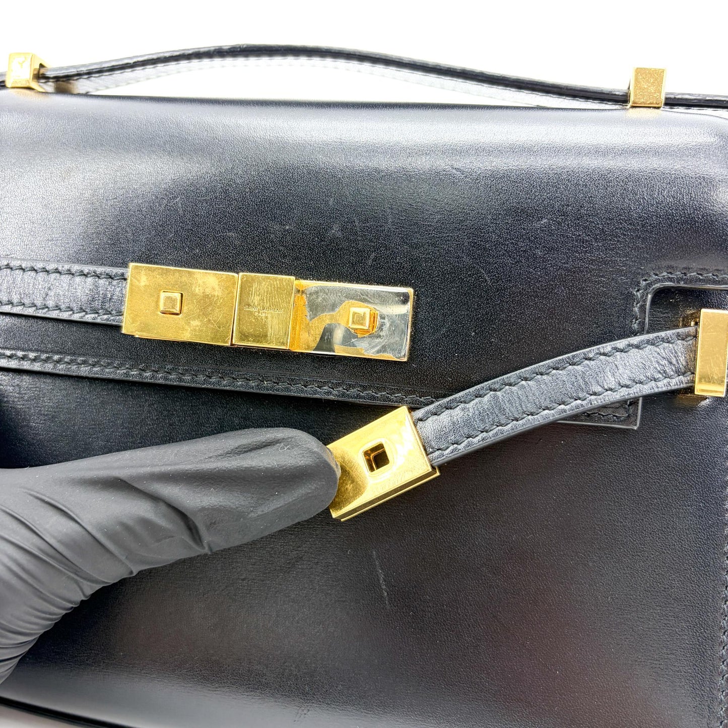 Saint Laurent Manhattan Shoulder Bag Black with Gold Hardware