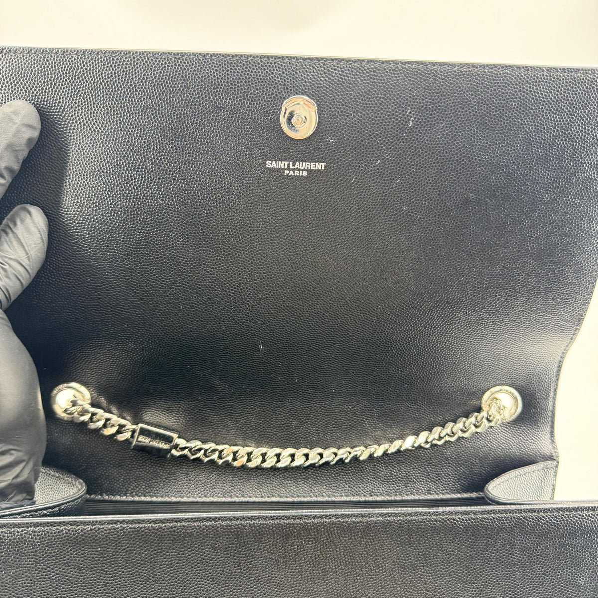 Saint Laurent Medium Sunset Crossbody Bag Black with Silver Hardware
