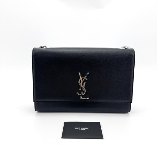 Saint Laurent Medium Sunset Crossbody Bag Black with Silver Hardware